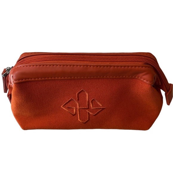 Ettinger London Amenity Pouch Makeup Bag In-flight Toiletries bag. Deep Orange - Picture 7 of 7